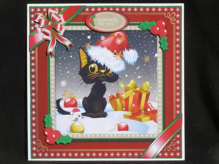 Santa Black Cat Birdie by Susan Smith