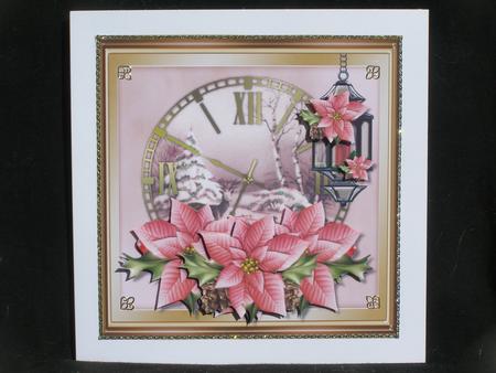 Christmas Clock & Pink Poinsettias by Susan Smith