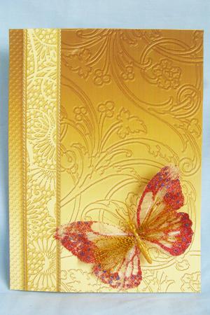 Old Gold Flowers Swirls and Spots Embossed with Border by Susan Smith