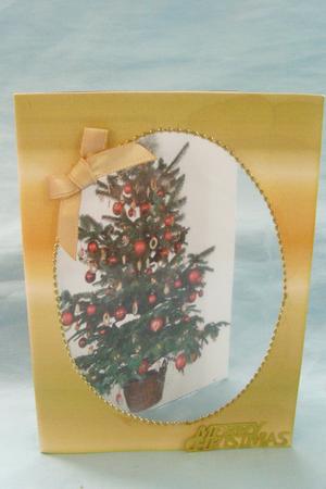 Christmas Tree Oval Single Window Card by Susan Smith