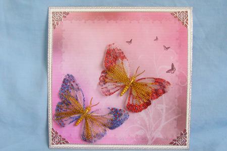 8" Butterfly Grunge Card Front & Text Plate #6 by Susan Smith