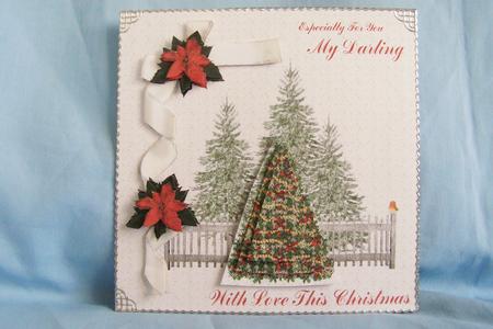 Christmas Tree with Poinsettia Ribbon by Susan Smith