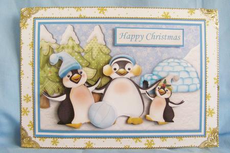 Football Penguins Christmas Topper and Decoupage by Susan Smith