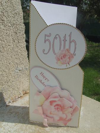 Cut Fold and Craft - Happy 50th Birthday Peony Roses by Susan Smith