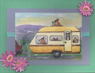 A4 They Were Off on Their Holidays - Dogs in a Caravan by Susan Spencer