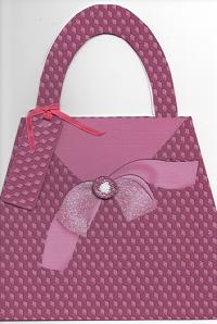 Pink Texture Effect Handbag Shaped Card by Susan Spencer