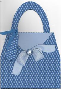 Blue Texture Effect Handbag Shaped Card by Susan Spencer