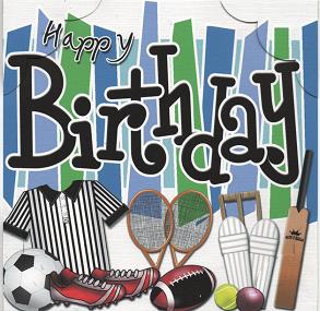 8 x 8 Birthday Sports and Games Scalloped Corner Topper by Susan Spencer