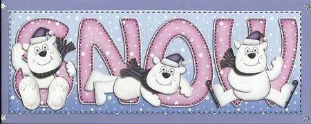 Large Dl Xmas Snow Ben Polar Bear Quick Card N 3D Decoupage by Susan Spencer