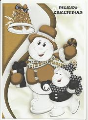 Skating Snowmen with Gold Bell by Susan Spencer