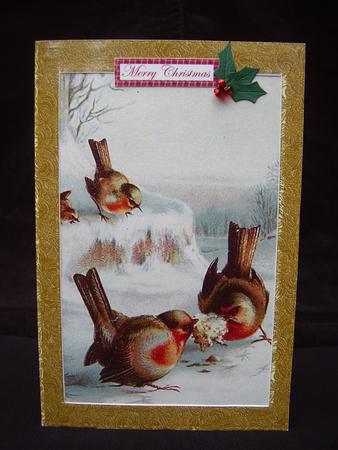 Bobby Robin Christmas Gold Frame Aperture Card by Susan van Dijk