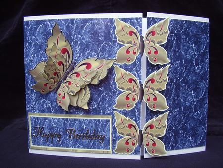 Golden Butterflies on Black Marble Gate Fold Card by Susan van Dijk