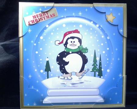 Skating Penguin Snowglobe 8 x 8 Scalloped Corner Topper by Susan van Dijk