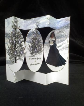 Blue Christmas Lady Cameo Tri-shutter by Susan van Dijk