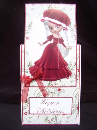 Christmas Girl in Red Over the Edge Card by Susan van Dijk