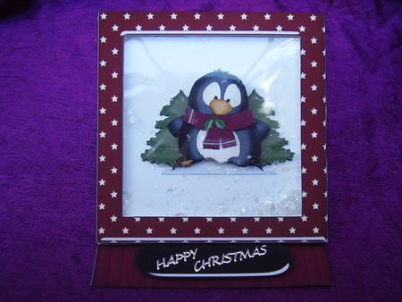 Christmas Penguin Shaker Top Easel Card by Susan van Dijk