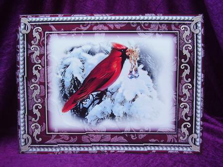 Christmas Tweets - Red Cardinal Wavey Corner Stacker by Susan van Dijk