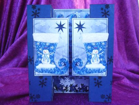 Frostys Stocking Double Fold Back Card by Susan van Dijk