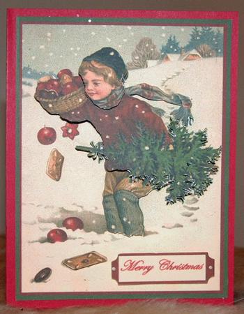 Christmas Boy with His Tree by Susan Wellhausen