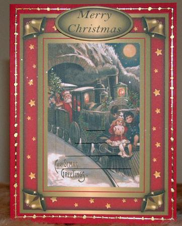 Vintage Santa on Train Pyramid Topper 2 by Susan Wellhausen