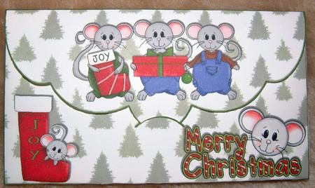 Gift Envelope/money Wallet - Christmas Mice with Presents by Susan Wellhausen