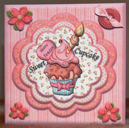 Happy Birthday Sweet Cupcake Square Quick Card by Susan Wellhausen