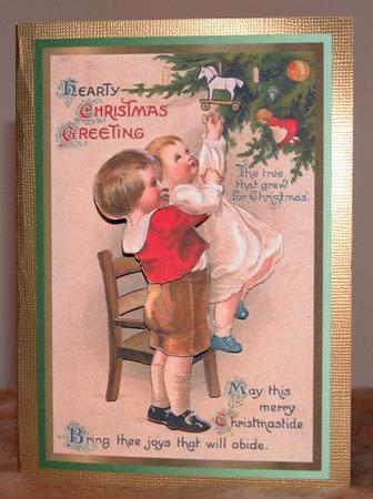 Vintage Children at Christmas Decoupage by Susan Wellhausen