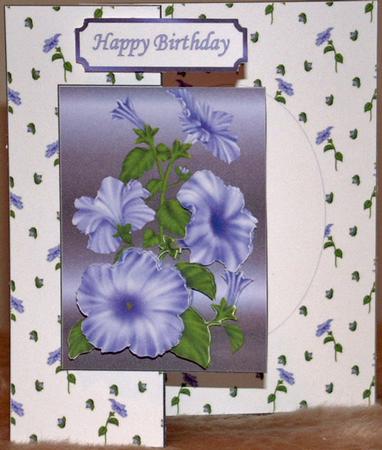 Blue Petunia Foldback Card by Susan Wellhausen