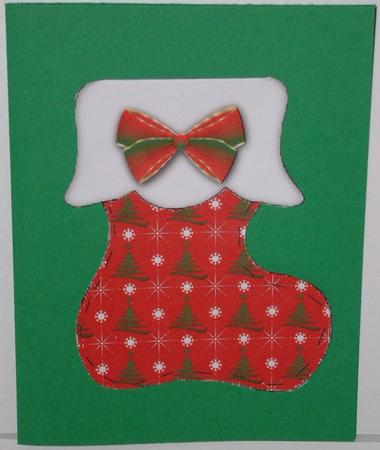 Christmas Stocking with Red & Green Bow by Susan Wellhausen
