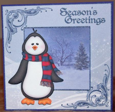 5x5 Christmas Penguin Card by Susan Wellhausen