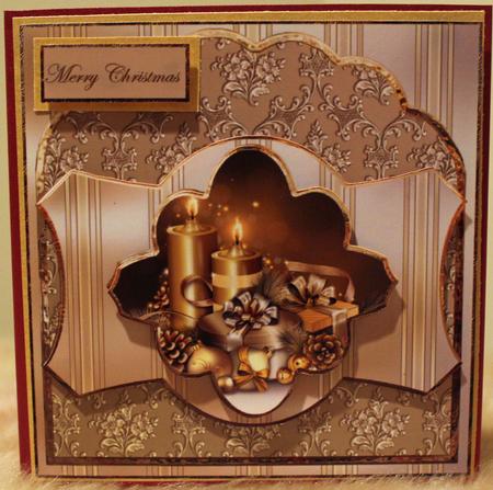 Christmas Golden Candles Card Front by Susan Wellhausen