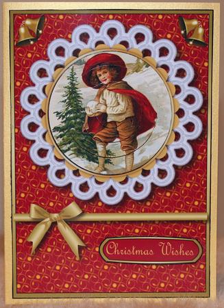 Vintage Boy in the Snow Pyramid (red) by Susan Wellhausen
