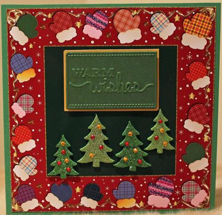 Blank Christmas Card Front with Mittens Frame 1 by Susan Wellhausen