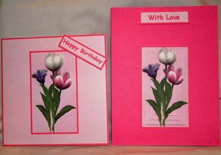 Pretty Tulips Quick Card with Decoupage and Pyramage by Susan Wellhausen