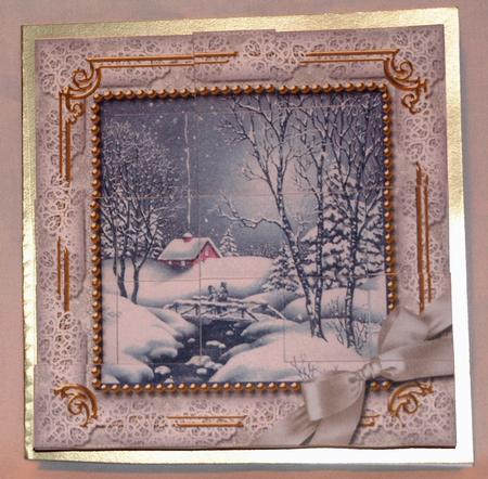 Blue Winter Walk 5inch Square Bottom Castle Stacker by Susan Wellhausen