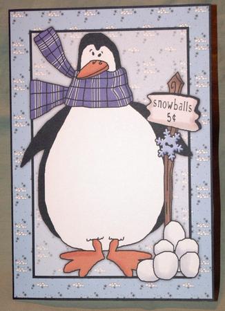 Penguin & Snowball Quick Card by Susan Wellhausen