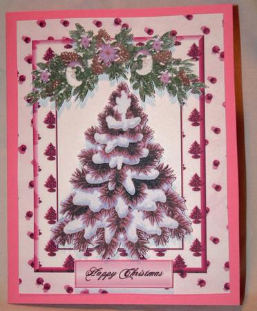 Pretty Pink Christmas Tree with Swag by Susan Wellhausen