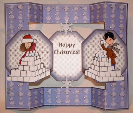 Snowball Fight Cut Out Panel Trifold Card - Sheet 1 by Susan Wellhausen
