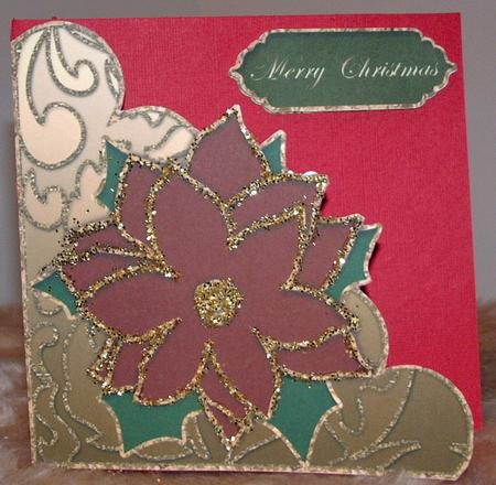 Large Scalloped Corner Stacker with Poinsettia by Susan Wellhausen