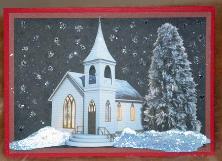 Winter Church Decoupage Design by Susan Wellhausen
