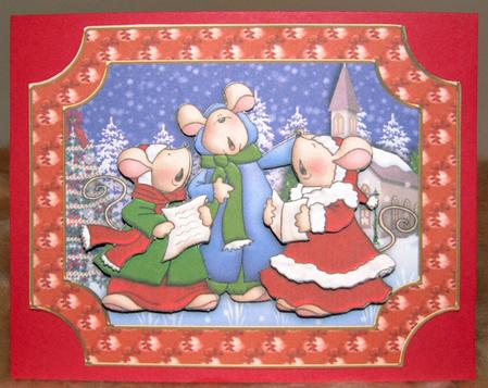 Christmas Carol Singing Mice Decoupage by Susan Wellhausen