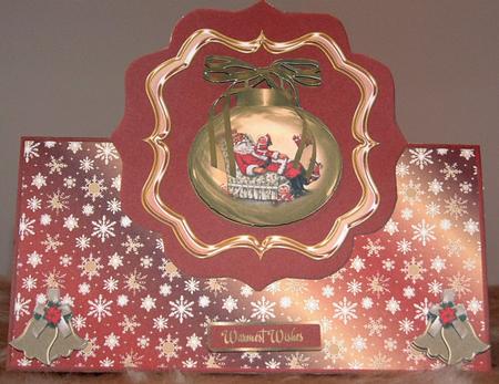 Gold & Red Christmas Dl Size Over the Edge Card by Susan Wellhausen