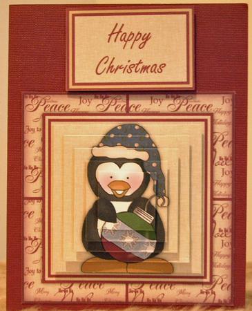 Christmas Penguin with a Bauble Pyramid & Text Plates by Susan Wellhausen