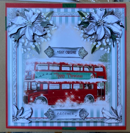 Santas Bus Card Front Kit 8x8 by Susan Winter