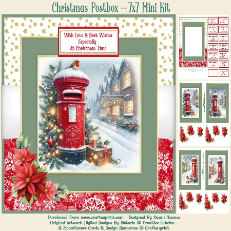Snowy Christmas Postbox by Susan Heanes