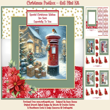Snowy Christmas Postbox by Susan Heanes