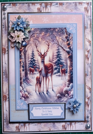 A Deer Family In The Forrest At Christmas - 5x7 by Susan Heanes