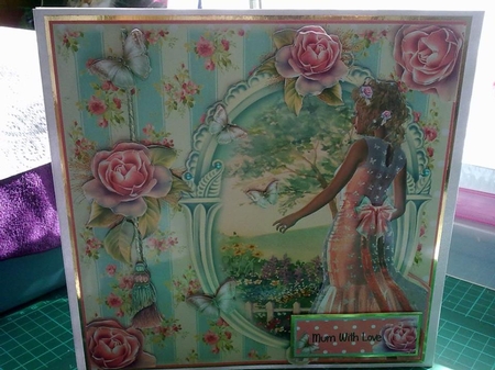 The Peach Rose Card Front Kit with Insert by Susan Heanes