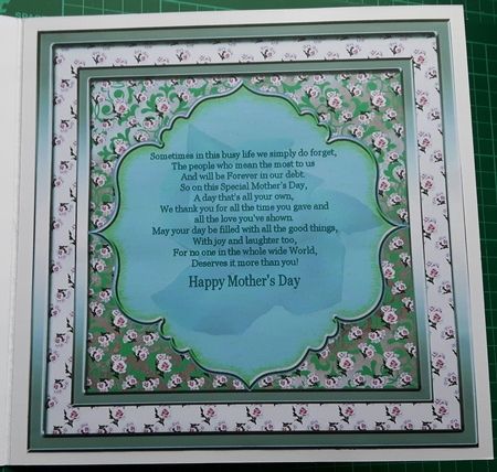 Beautiful Teal and Pink Rose Flutters Card Front Kit by Susan Heanes