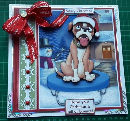 HOPE YOUR CHRISTMAS IS FULL OF BOUNCE 7.5 Boxer Dog Decoupage & Insert Kit by Susan Heanes